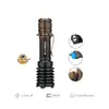 Olight Warrior X Pro desert tan limited edition tactical flashlight with 2100 lumens, 500m beam distance, and key features