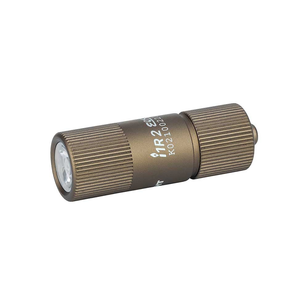 Front view of i1R 2 Rechargeable Keychain Light-Desert Tan