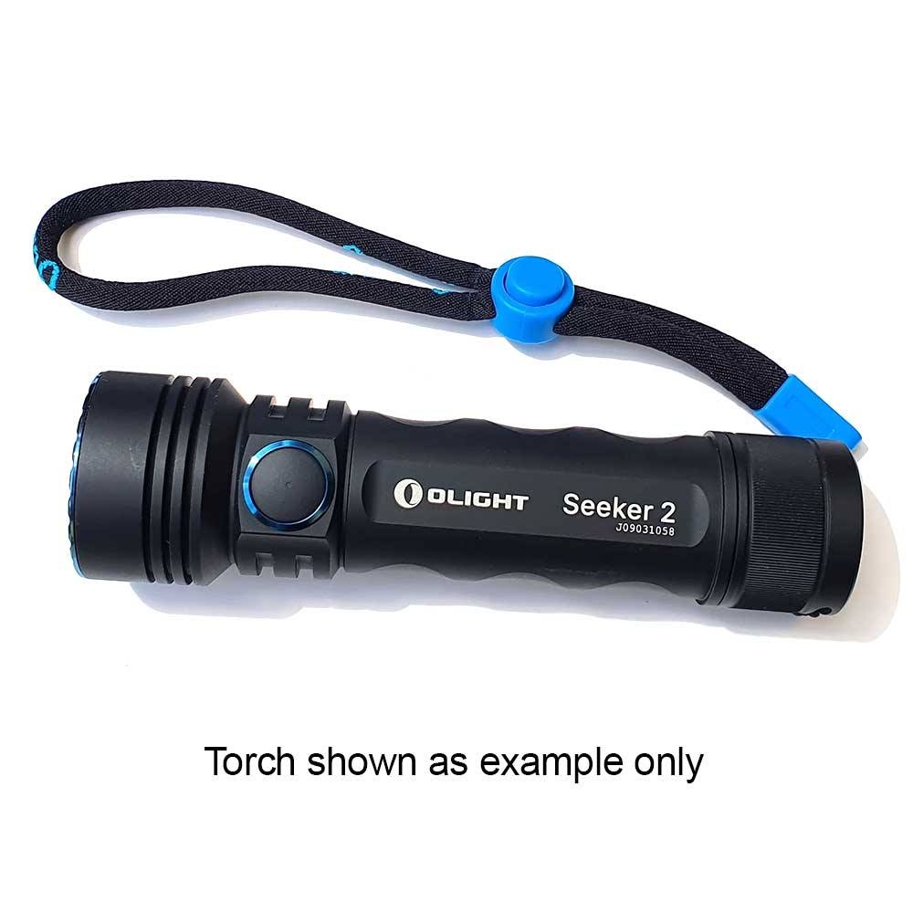 Application of lanyard with blue cord lock