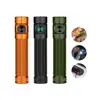 Olight Desert Tan Baton 4 Pro Flashlight Side View with Tactical Grip and Pocket Clip for Everyday Carry