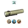 Olight Baton 4 Pro desert tan flashlight side view with pocket clip for everyday carry and outdoor use