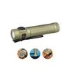 Olight OD Green Baton 4 Pro Flashlight side view with pocket clip and textured body for everyday carry.