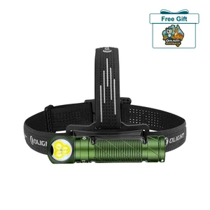 Olight Green Perun 3 Headlamp Front View with Triple-LED Light for Hands-Free Outdoor Lighting