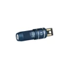 Blue Olight iMini 2 keychain flashlight with magnetic attachment, white background