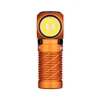 Olight Perun Mini Kit headlamp and flashlight, orange with yellow LED, white background