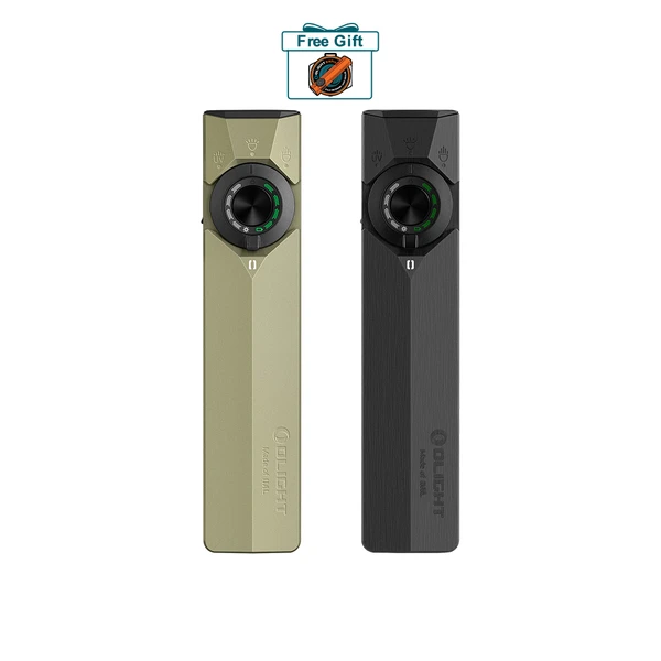 Olight Black Arkfeld EDC Flashlight Front View with Rotating Switch for Everyday Carry