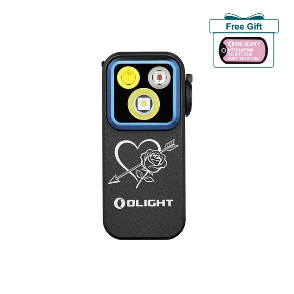 Olight Black Oclip Pro with Heart and Rose Design, LED Lighting for Everyday Carry and Emergency Use