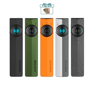 Olight ArkPro Ultra black side view with control dial, featuring floodlight, spotlight, UV light, and green laser for versatile use.