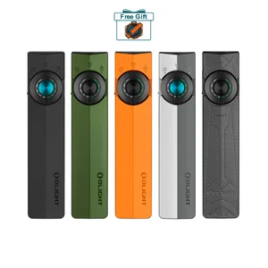 Olight ArkPro Ultra black side view with control dial, featuring floodlight, spotlight, UV light, and green laser for versatile use.