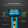 Olight Blue Marauder Mini 2 flashlight with brightness, battery, and mode indicators for intuitive operation.