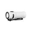 Olight white compact EDC flashlight with textured grip and black pocket clip isolated on white background