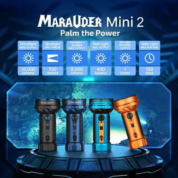 Marauder Mini 2 10000lm Dual Beam Rechargeable Flood Spot Torch
