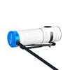 Olight Baton 3 white pocket flashlight charging with blue magnetic MCC 1A cable on white background