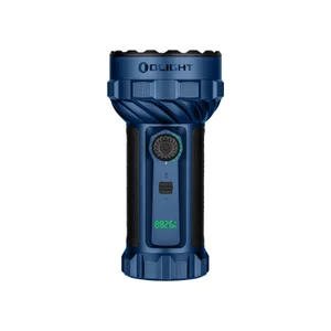 Olight Dark Blue Marauder 3 Flashlight Front View with Rotary Switch Knob and LED Display for Search and Rescue