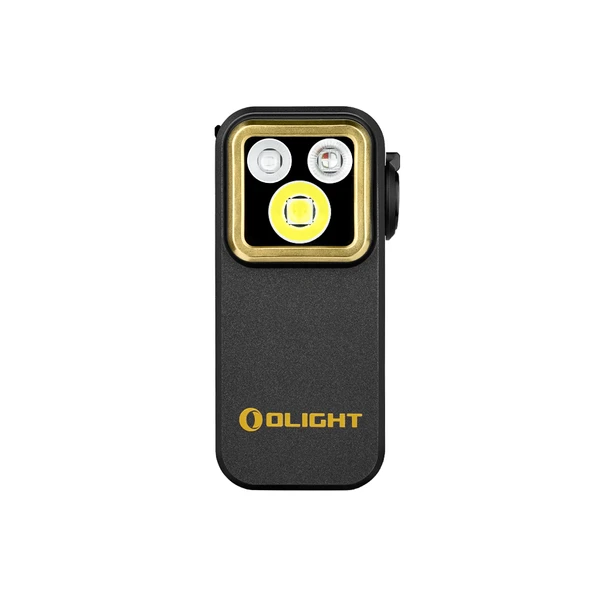 Olight Black Oclip Pro Multipurpose Light, right side view, features UV, white, and RGB modes for versatile illumination.