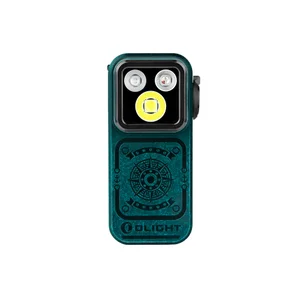 Olight Green Oclip Pro EDC Clip Light Front View with Triple LED and Compass Pattern for Hiking and Everyday Carry