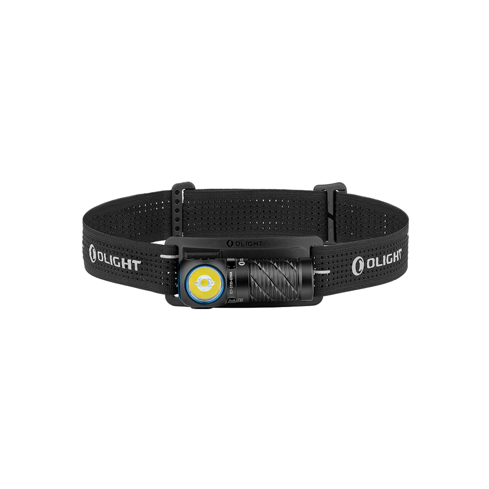 Olight Black Perun 3 Mini Headlamp Front View for Hands-Free Illumination and Outdoor Activities