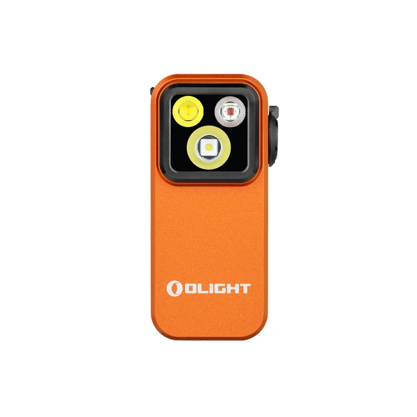 Olight Orange Oclip Pro Front View with Multi-functional Lights for Everyday Carry and Outdoor Activities