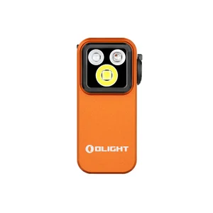 Olight Orange Oclip Pro Front View with Multi-Color LEDs for Versatile Illumination and Everyday Carry