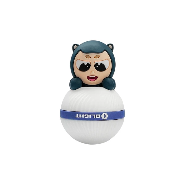 Olight cute cartoon animal character peeking from white spherical night light.