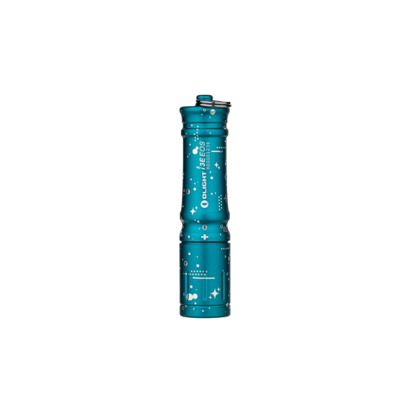 Olight Teal I3E EOS Flashlight Side View with Keychain Ring for Everyday Carry