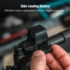 Replacing side-loading battery on Osight red dot optic mounted on handgun slide.