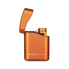 Orange Olight wireless charger case with an included flashlight, lid open.