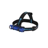 Olight blue headlamp with black adjustable strap and logo on white background for outdoor activities
