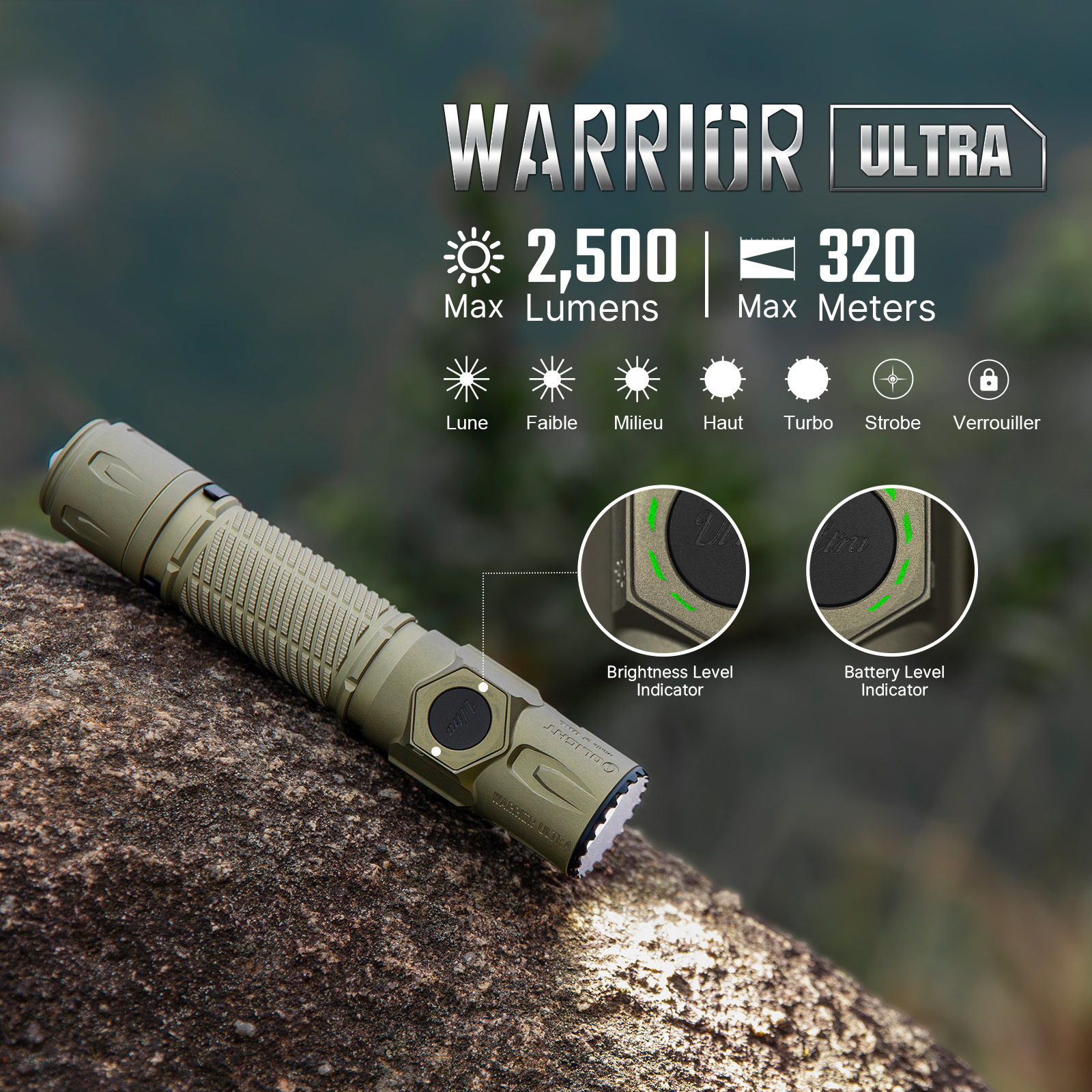 Olight Warrior Ultra Powerful 2500lm Tactical Torch 55 Day Runtime