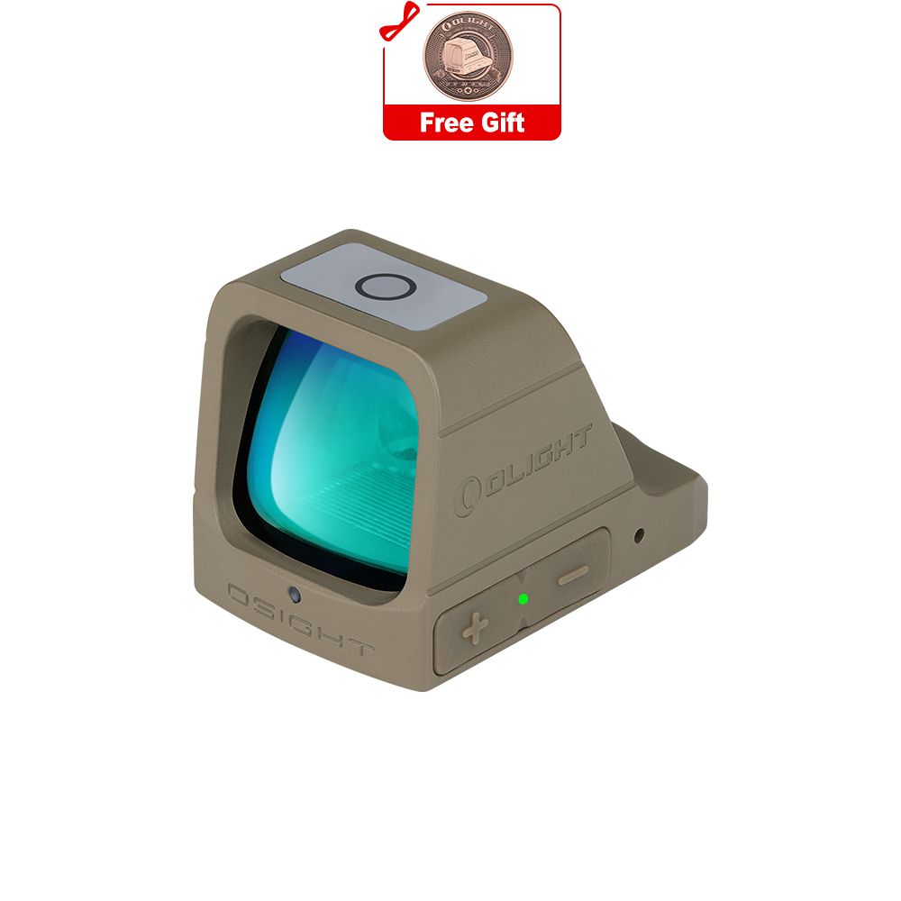 Olight Osight tan flat dark earth red dot scope sight with green optic lens and free gift coin offer