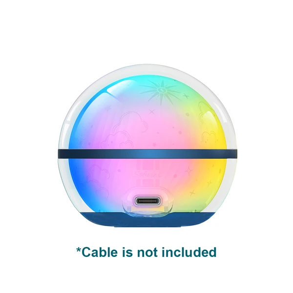 Rainbow gradient night light with cloud and star patterns, Type-C charging port, cable not included