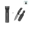 Olight Black Seeker 4 Pro Flashlight and Fixed Blade Knife with Sheath Combo Set for Outdoor Survival and EDC Use