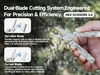 NexTool multi-tool scissors cutting rope outdoor showing serrated and curved dual-blade system details.