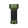 Olight OD Green Marauder Mini 2 Flashlight Side View with Textured Rubber Grip and Hot Surface Warning for Outdoor Search