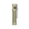 Olight OD Green Baton 4 Pro Flashlight side view with textured body and pocket clip for everyday carry and outdoor use.