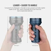 Olight Marauder Mini (16oz) held in hand, compared to Marauder 2. Mini is more compact, lighter, and easier to handle.