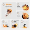 Flextail portable air pump features showing 5.0 kPa pressure, 500 L/min airflow, 6 nozzles, and ambient lighting.