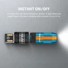 Olight magnetic keychain flashlight detaching from its base for instant on-off activation.