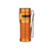 Olight Orange Baton 4 Compact Flashlight Side View with Textured Grip and Pocket Clip for Everyday Carry