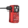Red Olight Arkfeld with festive plaid and snowflake design, connected to charging cable.