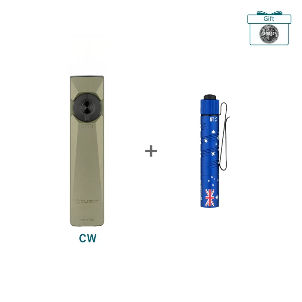 Olight OD Green Arkfeld Pro and Blue Australia Flag I3T 2 Flashlight Bundle for Everyday Carry and Outdoor Use
