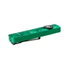 Green Olight Arkfeld flashlight with festive snowflake and plaid pattern, featuring a side button and pocket clip.