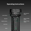 Olight Black Marauder 3 Flashlight Close Up Diagrams Showing Rotary Dial and Battery Indicators for User Instructions