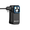 Olight Black Oclip Pro with Blue Bezel and Charging Cable, Front View for Everyday Carry and Hands-free Lighting