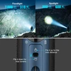 Flashlight modes comparison: floodlight (7000 lumens, 310m) vs. spotlight (900 lumens, 600m). Control switch for max lumens/distance.