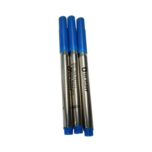 Olight Blue Open 3 Gel Ink Refill Three Pack with Metal Casing and Logo Detail for Smooth Everyday Writing