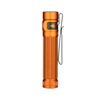 Olight Orange Baton 4 Pro Front View with Textured Body and Pocket Clip for Everyday Carry and Outdoor Lighting