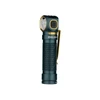 Olight Dark Teal 20230804 Right-Angle Flashlight with Gold Accents, Textured Body, and Pocket Clip for Outdoor Use