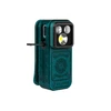 Olight Distressed Teal Oclip Pro Clip-On Light Front Three-Quarter View with Compass Pattern and Triple LEDs for EDC Use