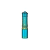 Olight i3E EOS keychain flashlight in teal and gold textured pattern isolated on a white background